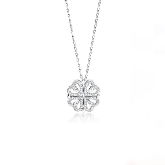 Colar trevo de coração+6 rosas cheirosas transmitindo amor